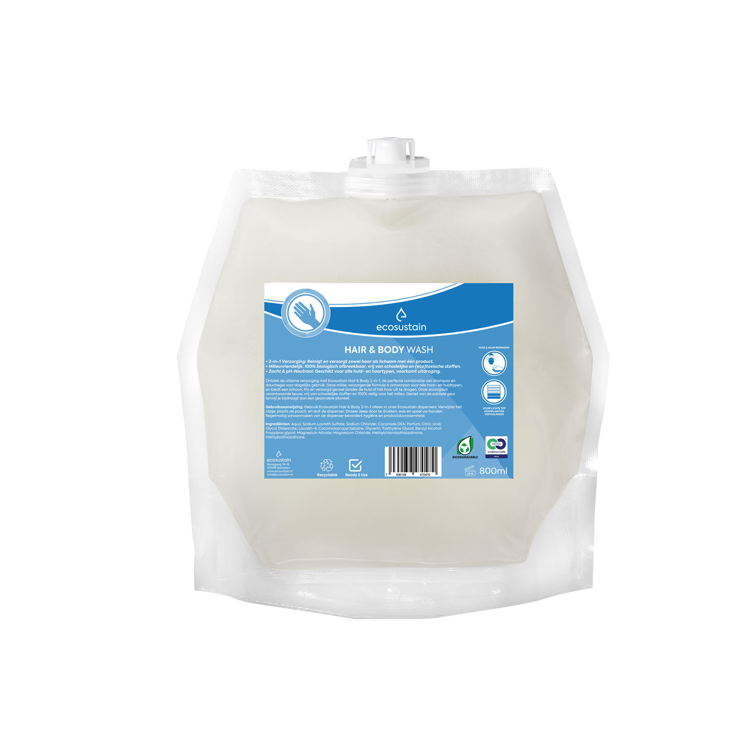 EcoSustain REVIVE Hair & Body Wash — 800 ml pouch — 800ml